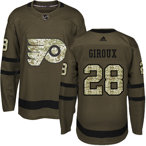 Adidas Flyers #28 Claude Giroux Green Salute to Service Stitched Youth NHL Jersey